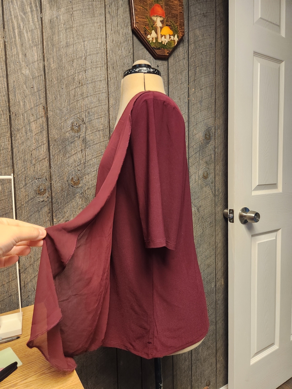 Women's Wine Asymmetrical Layered Top - Picture 4 of 12